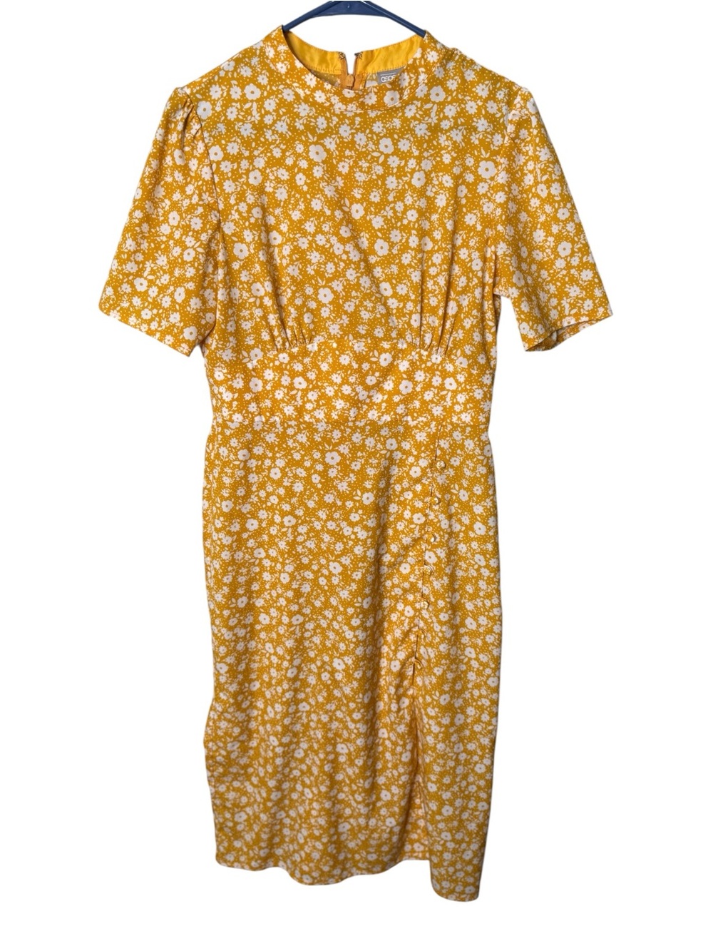 ASOS Yellow White Floral Print Midi Dress US 8